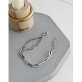 TrustDavis S925 Silver Bracelet Women INS Style Double-Layers Chain H0098