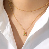 TrustDavis Cartoon Bear S925 Sterling Silver Pendant Necklace for Women