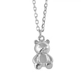 TrustDavis Cartoon Bear S925 Sterling Silver Pendant Necklace for Women