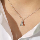 TrustDavis Cartoon Bear S925 Sterling Silver Pendant Necklace for Women