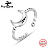 925 Sterling Silver Moon Cocktail Ring Opening Sizable Girls Xmas Gift