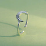 925 Sterling Silver Moon Cocktail Ring Opening Sizable Girls Xmas Gift