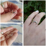 925 Sterling Silver Moon Cocktail Ring Opening Sizable Girls Xmas Gift