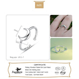 925 Sterling Silver Moon Cocktail Ring Opening Sizable Girls Xmas Gift