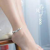 TrustDavis 100% 925 Silver Oval Leaves Tassel S925 Anklet Jewelry