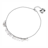 TrustDavis 100% 925 Silver Oval Leaves Tassel S925 Anklet Jewelry