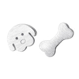 TrustDavis 925 Silver Asymmetric Dog Bone Stud Earrings For Girls DS711