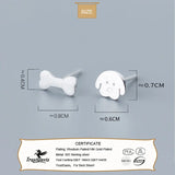 TrustDavis 925 Silver Asymmetric Dog Bone Stud Earrings For Girls DS711