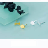 TrustDavis 925 Silver Asymmetric Dog Bone Stud Earrings For Girls DS711