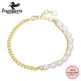 TrustDavis Sterling Silver Baroque Pearl Bracelet High Jewelry K025