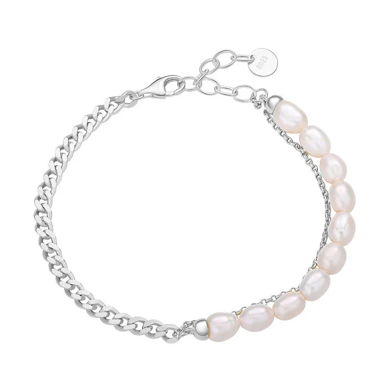 TrustDavis Sterling Silver Baroque Pearl Bracelet High Jewelry K025