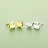 TrustDavis 925 Silver Asymmetric Devil Stud Earrings For Women DS169