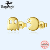 TrustDavis 925 Silver Asymmetric Devil Stud Earrings For Women DS169
