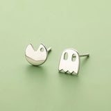 TrustDavis 925 Silver Asymmetric Devil Stud Earrings For Women DS169