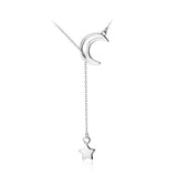 TrustDavis 925 Silver Moon & Star Tales Pendant Necklace