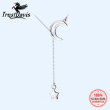 TrustDavis 925 Silver Moon & Star Tales Pendant Necklace