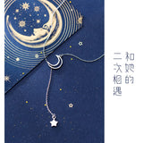 TrustDavis 925 Silver Moon & Star Tales Pendant Necklace