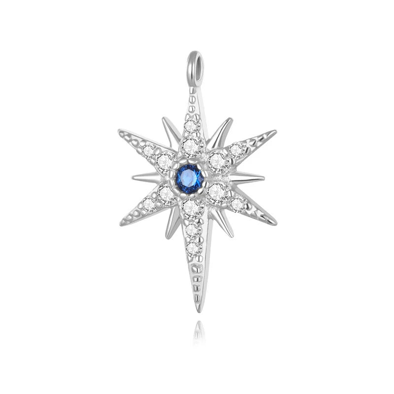 TrustDavis 925 Silver CZ Star Charms Pendant DIY Accessories