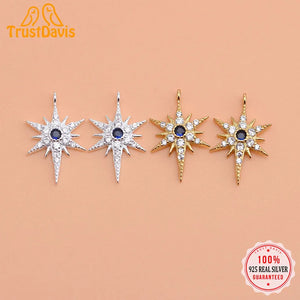 TrustDavis 925 Silver CZ Star Charms Pendant DIY Accessories