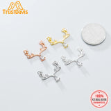 925 Sterling Silver Antlers CZ Charm Pendant DIY Accessories