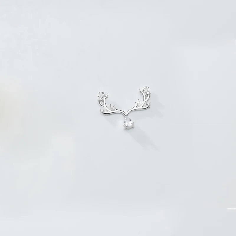 925 Sterling Silver Antlers CZ Charm Pendant DIY Accessories