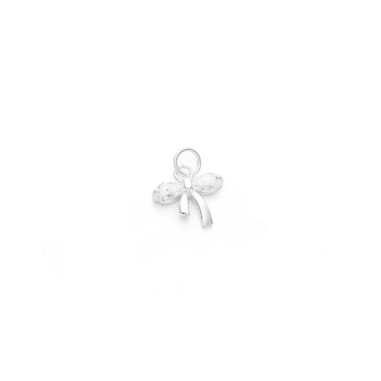 TrustDavis 925 Sterling Silver Bowknot CZ Charm Pendant Jewelry