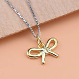 TrustDavis 925 Sterling Silver Bowknot Charm Pendant Jewelry HY090