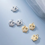 925 Sterling Silver Owl CZ Charm Pendant DIY Accessories DZ46