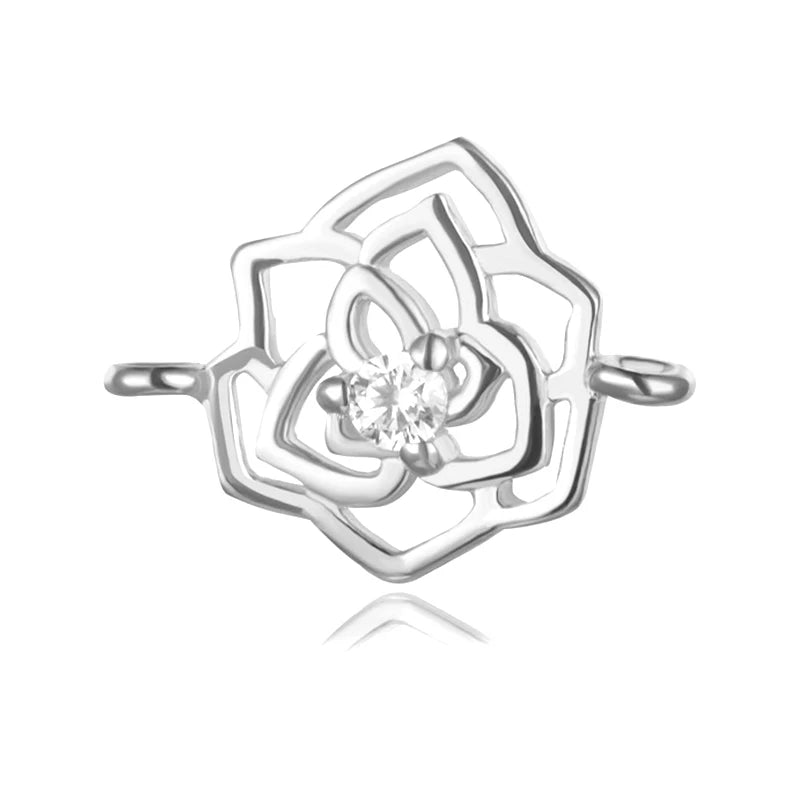 TrustDavis 925 Silver Flower CZ Charm Pendant DIY Jewelry DZ240