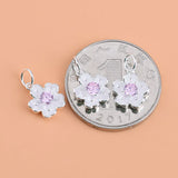TrustDavis 925 Sterling Silver Pink CZ Charm Pendant DIY Accessories