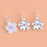 TrustDavis 925 Sterling Silver Pink CZ Charm Pendant DIY Accessories