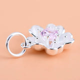 TrustDavis 925 Sterling Silver Pink CZ Charm Pendant DIY Accessories