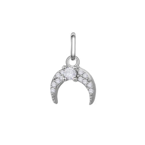 Davis 925 Sterling Silver Sweet Moon CZ Charm Pendant DIY Accessories