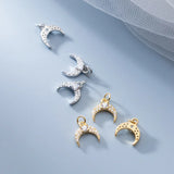 Davis 925 Sterling Silver Sweet Moon CZ Charm Pendant DIY Accessories