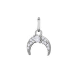Davis 925 Sterling Silver Sweet Moon CZ Charm Pendant DIY Accessories