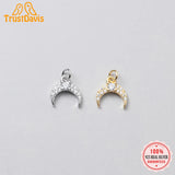 Davis 925 Sterling Silver Sweet Moon CZ Charm Pendant DIY Accessories