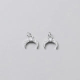 Davis 925 Sterling Silver Sweet Moon CZ Charm Pendant DIY Accessories