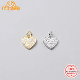 TrustDavis 925 Sterling Silver Heart CZ Charm Pendant DIY Accessories