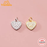 TrustDavis 925 Sterling Silver Heart CZ Charm Pendant DIY Accessories