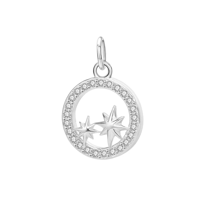 TrustDavis 925 Silver Star CZ Charm Pendant DIY Accessories