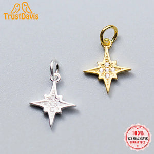 TrustDavis 925 Silver Star CZ Charm Pendant
