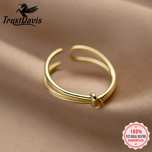 TrustDavis 925 Sterling Silver Double Knot Ring For Women Wedding Party