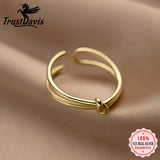 TrustDavis 925 Sterling Silver Double Knot Ring For Women Wedding Party