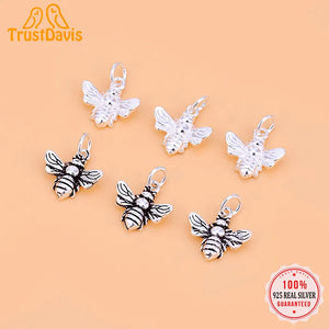 TrustDavis 925 Sterling Bee Charm Pendant DIY Fine Jewelry