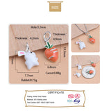 TrustDavis 925 Sterling Carrot Rabbit Charm Pendant Sweet Glaze DIY Accessory