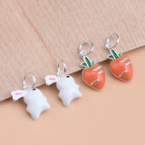 TrustDavis 925 Sterling Carrot Rabbit Charm Pendant Sweet Glaze DIY Accessory
