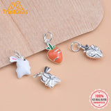 TrustDavis 925 Sterling Carrot Rabbit Charm Pendant Sweet Glaze DIY Accessory