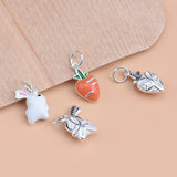 TrustDavis 925 Sterling Carrot Rabbit Charm Pendant Sweet Glaze DIY Accessory
