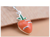 TrustDavis 925 Sterling Carrot Rabbit Charm Pendant Sweet Glaze DIY Accessory