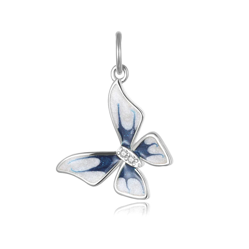 925 Sterling Silver Butterfly CZ Charm Pendant DIY Jewelry